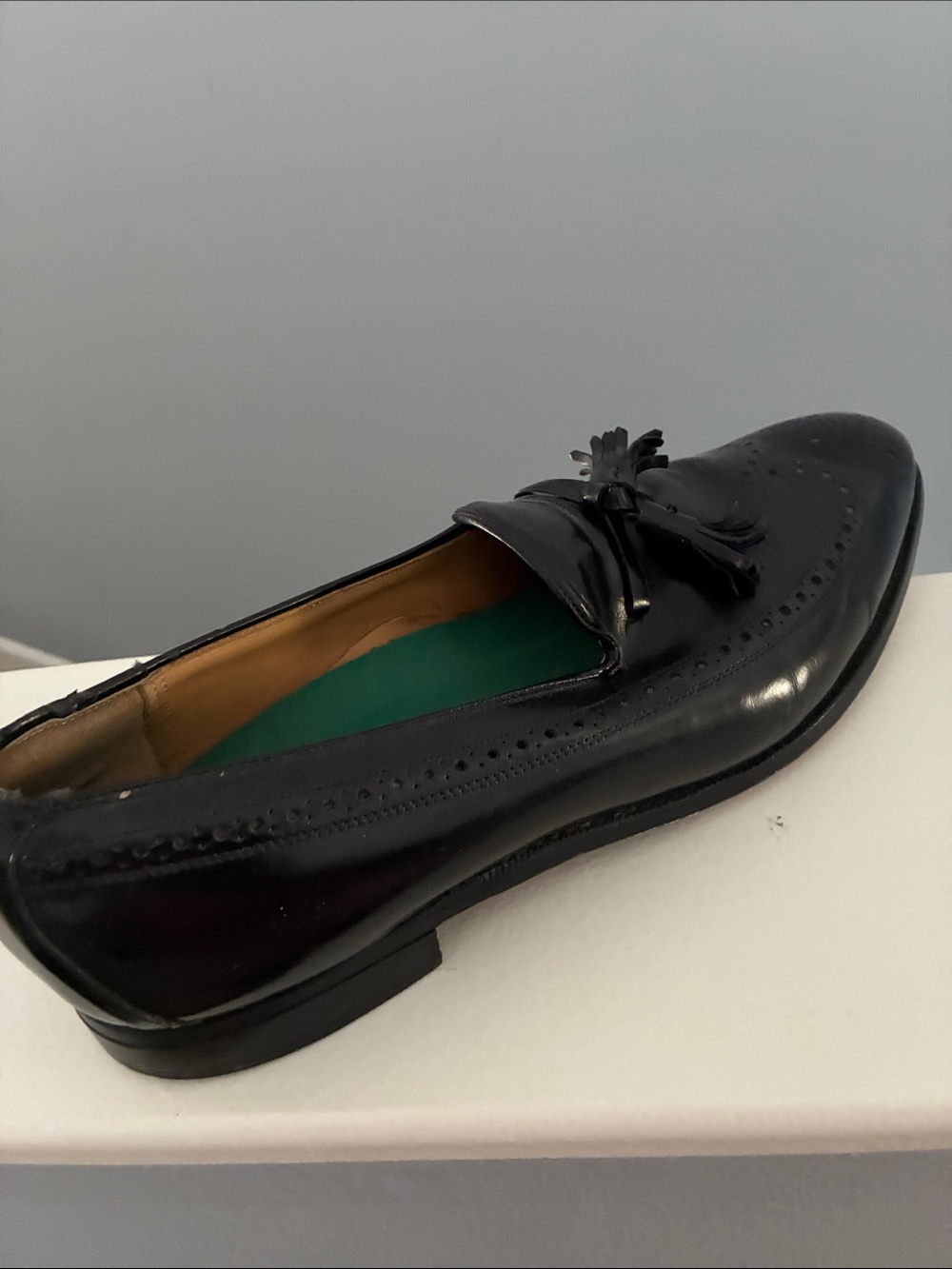 Johnston & Murphy Black Leather Tassel Loafers